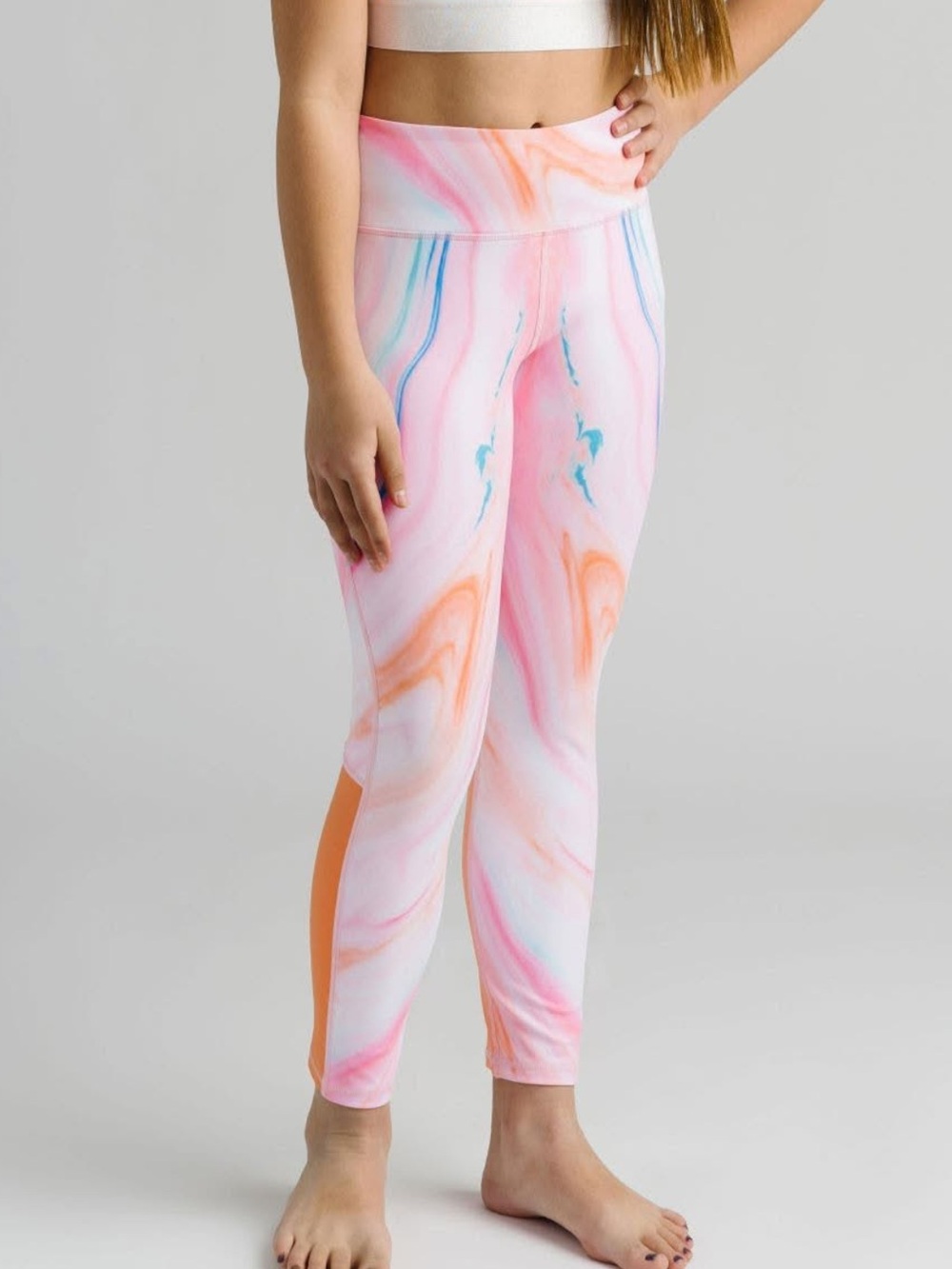 Zyia Girls Taffy swirl leggings size 6 7 pink orange